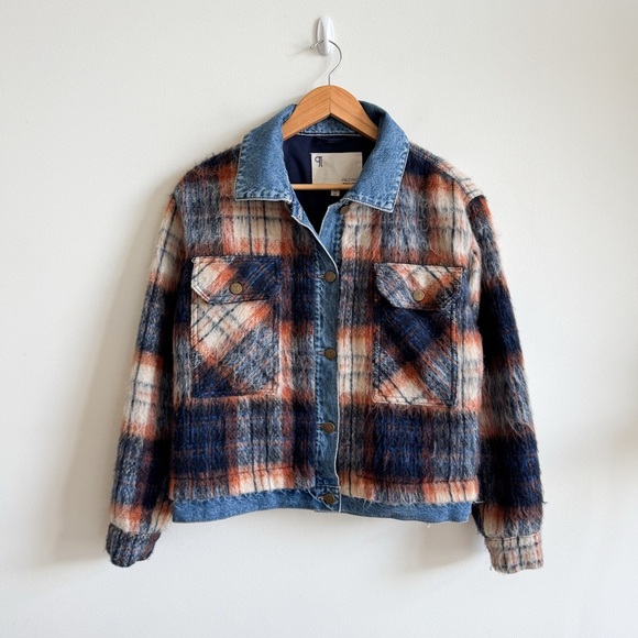 ANTHROPOLOGIE • Pilcro Plaid Denim Mix Jacket in Blue Morif • XS - Picture 4 of 16